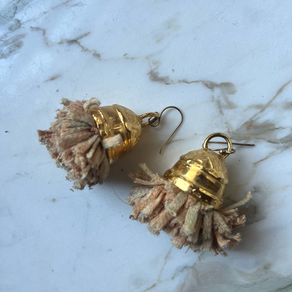 Anthropologie Brass Gold Tassel Earrings